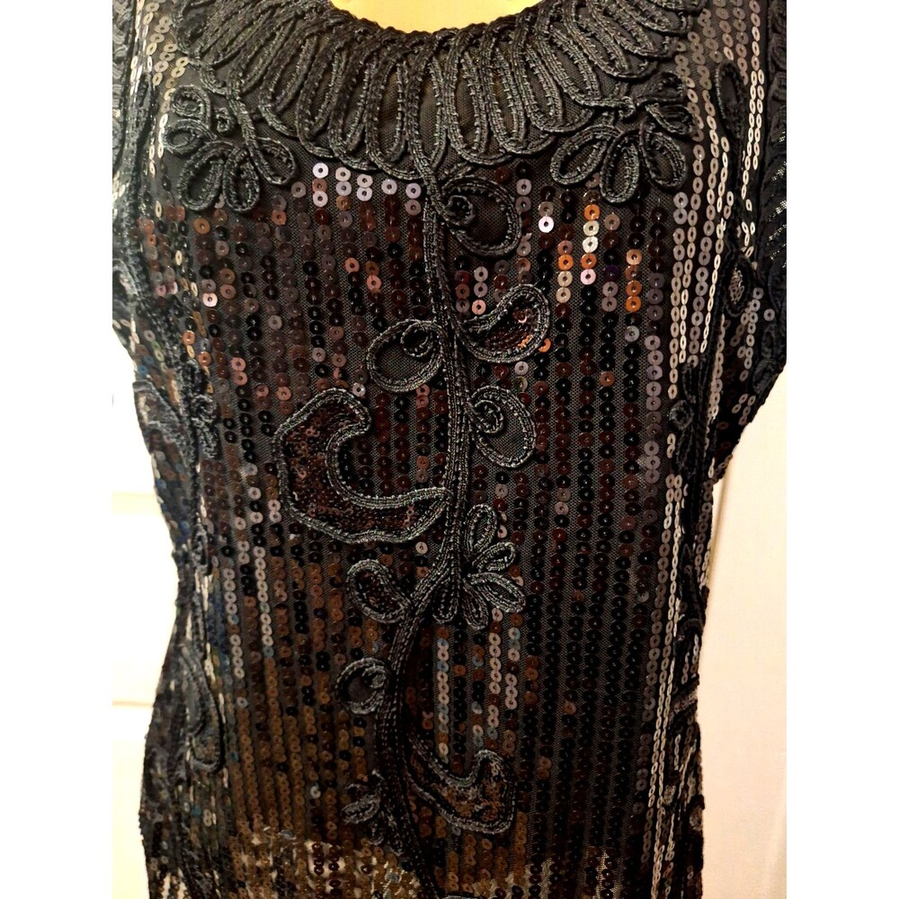 Objects D'art Black Sequin Embroidered Sleeveless Sweater Womens 8 Cocktail Chic